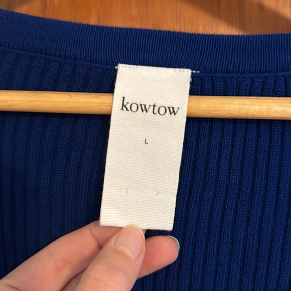 Kowtow Size Large Cyan Blue Long Sleeve Organic Cotton Greta Cardigan - Picture 9 of 9